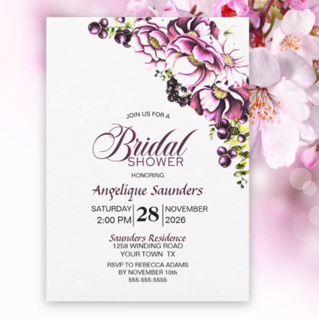 Invitation Rustique Rose Floral Douche nuptiale (Créateur téléchargé)