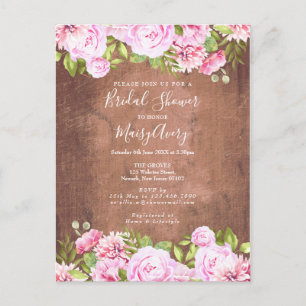 Invitation Rustique Rose Jardin nuptiale douche