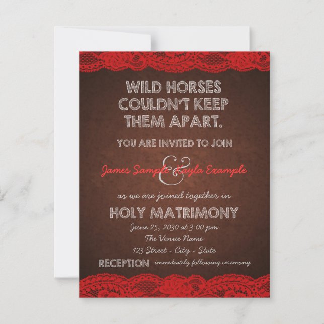 Invitation Rustique rouge et Mariage campagnard Brown (Devant)