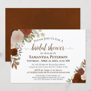Invitation Rustique rouille Orange Floral Douche nuptiale Inv