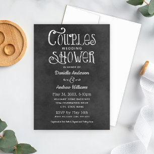 Invitation Rustique Script Chalkboard Mariage Couples Douche