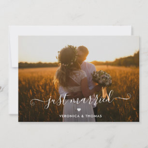 Invitation Rustique Script Photo Juste Marié Elopement Mariag