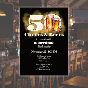 Invitation Rustique Simple Vintage Cheers & Bières 50e Annive