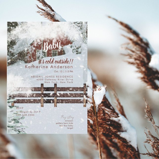 Invitation Rustique Snowy Baby il fait froid dehors (Créateur téléchargé)