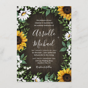Invitation Rustique Sunflower Baby's Breath Wedding Invitatio