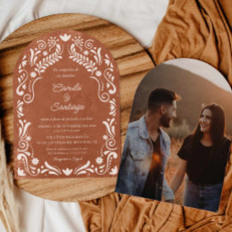 Invitation Rustique Terracotta espagnol Photo Arch Mariage