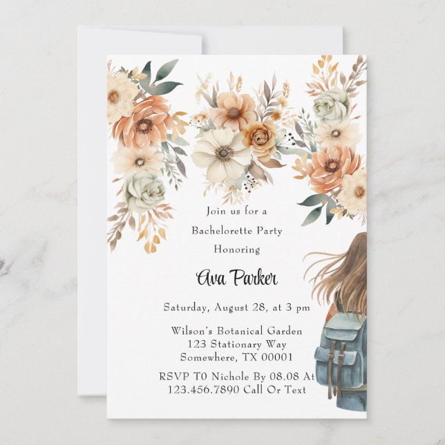 Invitation Rustique Terracotta Floral Cream Bachelorette Part (Devant)
