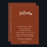 Invitation Rustique Terracotta Script Sweet 16 Anniversaire P<br><div class="desc">Rustique Terracotta Simple Minimaliste Script Sweet 16 Anniversaire Photo Invitation</div>