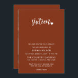 Invitation Rustique Terracotta Script Sweet 16 Anniversaire P<br><div class="desc">Rustique Terracotta Simple Minimaliste Script Sweet 16 Anniversaire Photo Invitation</div>