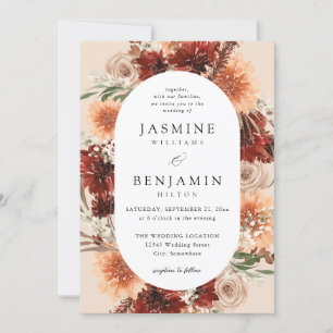 Invitation Rustique Terre & Champagne Flore Mariage beige