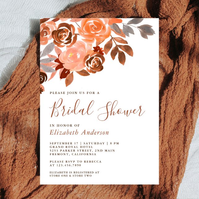 Invitation Rustique Terre Cuite Florale Shower de Mariage (Créateur téléchargé)