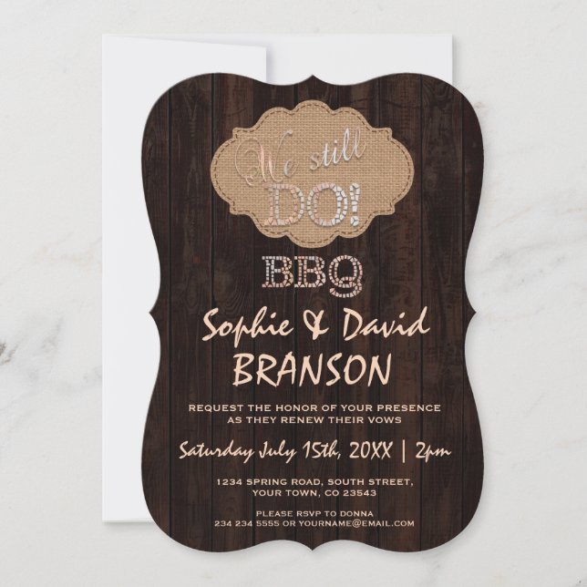 Invitation Rustique Toile de Jute Bois Nous faison (Devant)