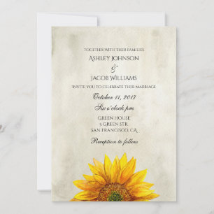 Invitation rustique tournesol Mariage champêtre