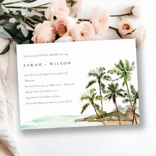 Invitation Rustique Tropical Palm Trees Beach Couples Douche