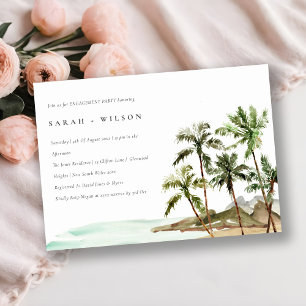 Invitation Rustique Tropical Palm Trees Beach Sand Fiançaille
