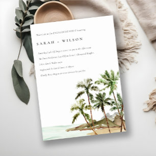 Invitation Rustique Tropical Palm Trees Beach Sand Fiançaille