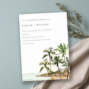 Invitation Rustique Tropical Palm Trees Beach Sand Vow Renouv