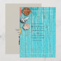 Rustique Turquoise QR Code RSVP Beach Wedding