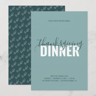 Invitation Rustique Turquoise Thanksgiving Dîner de fête Invi