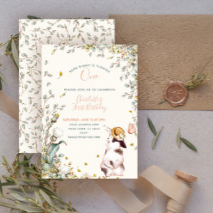 Invitation Rustique Un lapin est une fille Florale Cottagecor