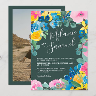 Invitation Rustique vert audacieux mariage photo floral été