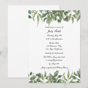 Invitation Rustique Vert Feuille verdure Fête des mariées de