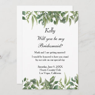 Invitation Rustique Vert Feuille Verdure Foliage Bridesmaid
