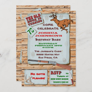 Invitation Rustique Vieux Buck Deer Chasse fête d'anniversair