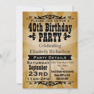 Invitation Rustique Vintage 40e anniversaire de fête Invitati