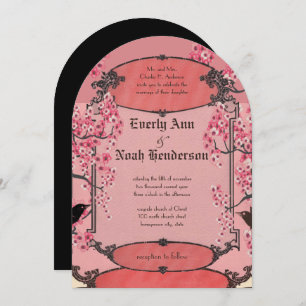 Invitation Rustique Vintage Cherry Blossom Art Déco Mariage