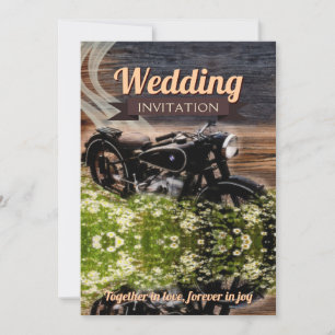 Invitation Rustique Vintage Motorbike Mariage 5x7