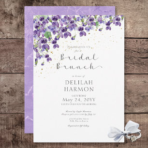 Invitation Rustique violet aquarelle Violets Brunch nuptial