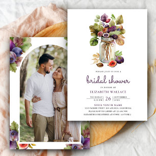 Invitation Rustique violet Fig Mason Jar Fête des mariées pho