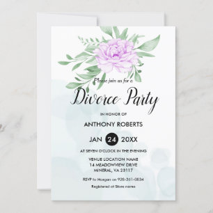 Invitation Rustique violet Rose Feuille de verdure Parti Divo