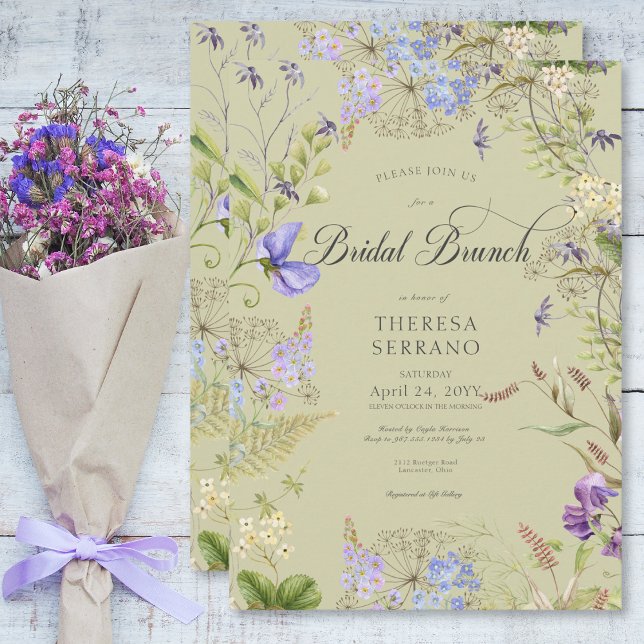 Invitation Rustique Violet Sage Fleur sauvage Sage Bridal Bru (Rustic Purple Sage Wildflower Sage Bridal Brunch Invitation)