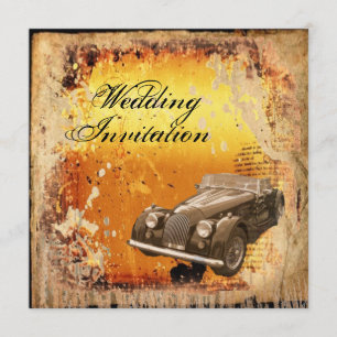 Invitation Rustique voiture antique Mariage campagnard occide