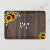 Invitation rustique Watercolor Sunflower Wood RSVP
