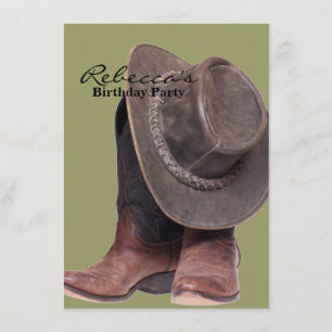 Invitation rustique western country rodeo cowboy bottes