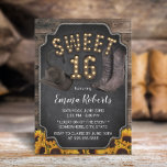 Invitation Rustique Western Cowgirl Vintage Sunflower Sweet 1<br><div class="desc">Cowgirl Rustic Tournesol Grange Bois Western Sweet 16 Invitations.</div>