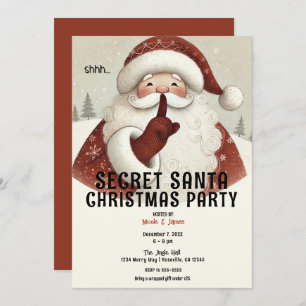 Invitation Rustique Whimsical Secret Père Noël fête de Noël