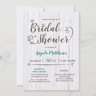 Invitation Rustique White & Brown Wood Bridal Show