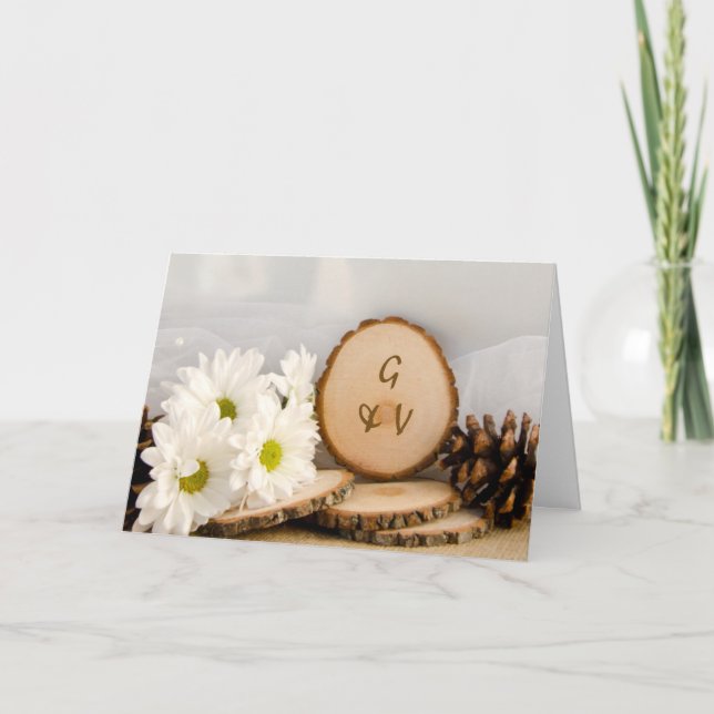 Invitation Rustique White Daisies Woods Mariage (Devant)