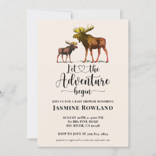Invitation Rustique Wilderness Moose Baby Boy Shower Invitati