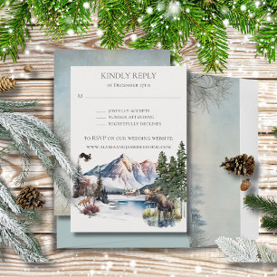 Invitation Rustique Winter Mountain Lodge RSVP Réponse