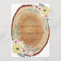Rustique Woodsy Aquarelle Florale Mariage Invite