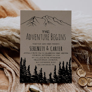 Invitation Rustique Woodsy Mountain Adventure commence Mariag