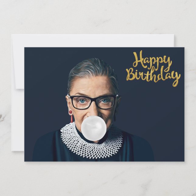 Invitation Ruth Ginsburg souffler Bubble gomme Joyeux anniver (Devant)