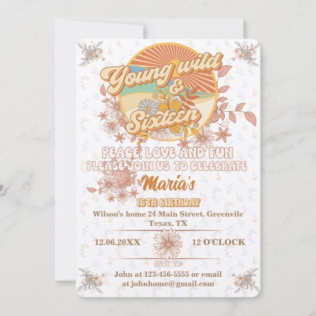 Invitation Rythme rétro le 16ème anniversaire super ultime (Devant)