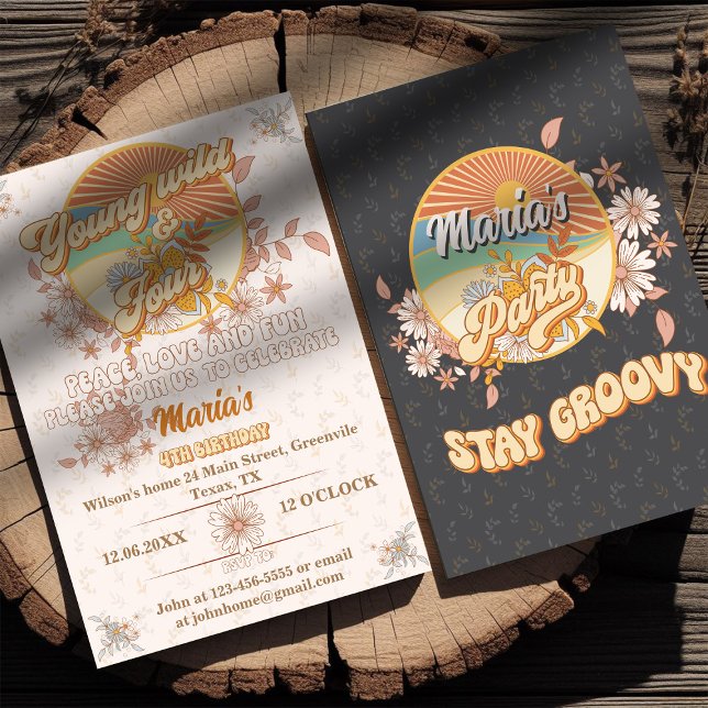 Invitation Rythme rétro le 4ème anniversaire super (Créateur téléchargé)