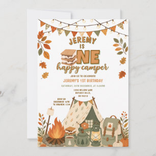 Invitation S’mores Camping Garçon Camp Party Floral Automne